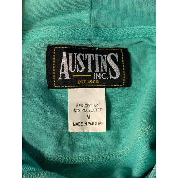 Austins Womens Medium Hoodie Zip Black Cat Tavern Cape Cod Teal Lightweight Top - Picture 9 of 13